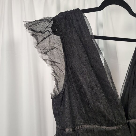 Lulus I'm All Yours Black Tulle Ruffle Maxi Dress Empire Waist Gown Plus… - Picture 4 of 6